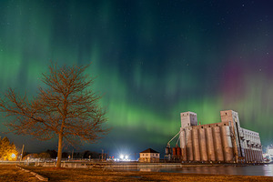 Aurora Over Grain Elevator