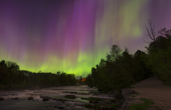Sauble Falls Aurora Panorama Print