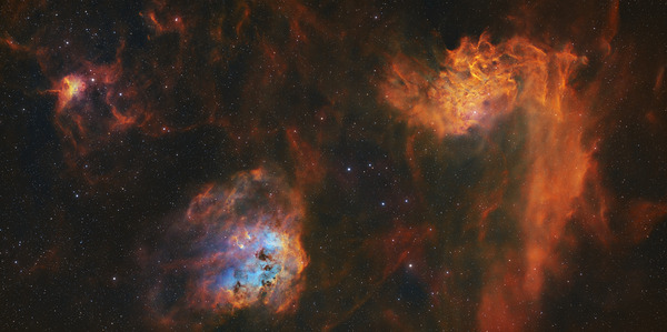 Flaming Star Tadpoles & Spider Nebulae - IC 405 - IC 410 - IC 417 Print