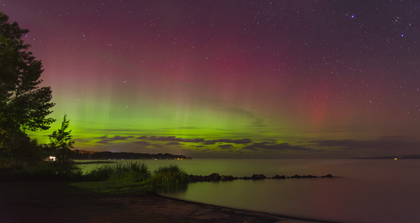 Balmy Beach Aurora Panorama by Dean MacDonald Photos
