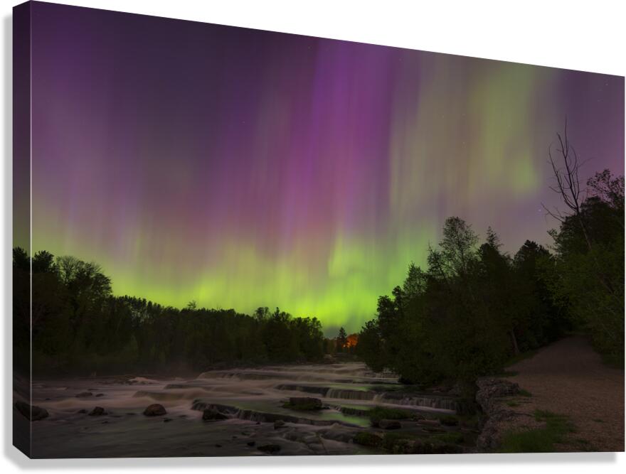 Sauble Falls Aurora Panorama Canvas Print