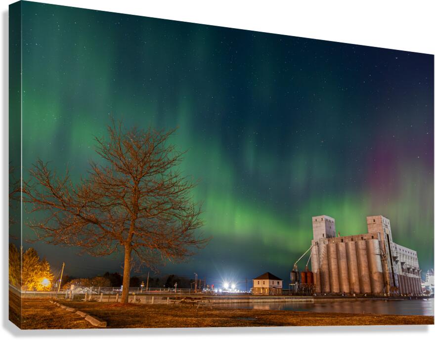 Aurora Over Grain Elevator Canvas Print