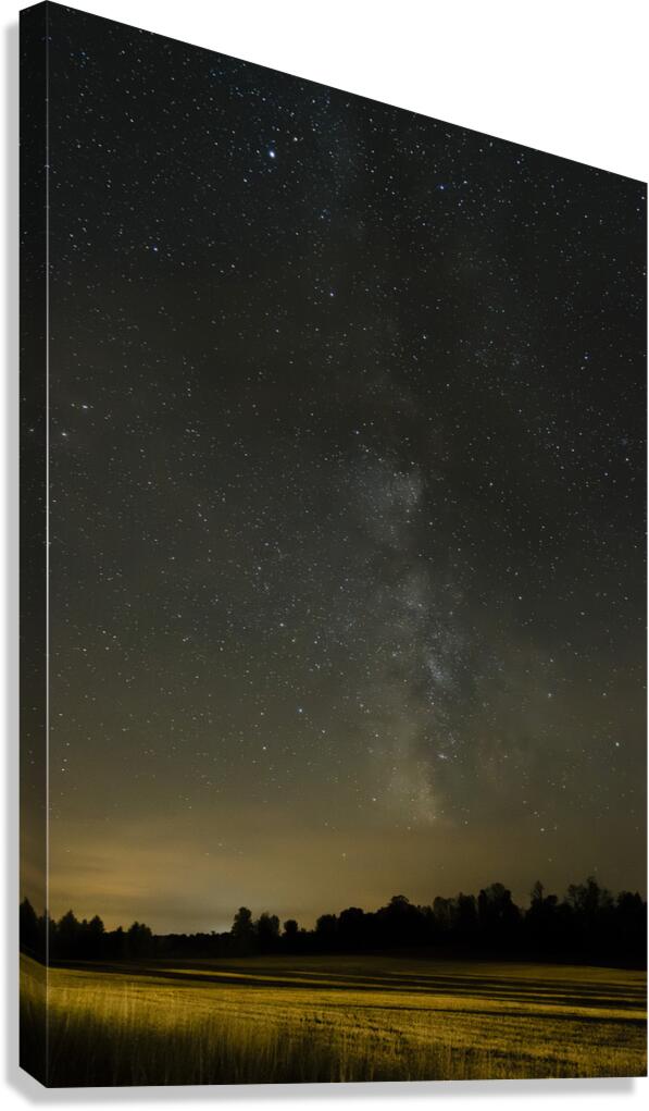 Milky Way Over Grey Road 18 Canvas Print