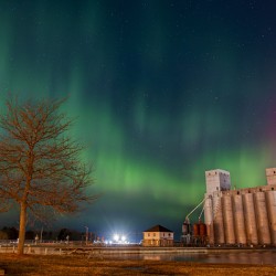 Aurora Over Grain Elevator