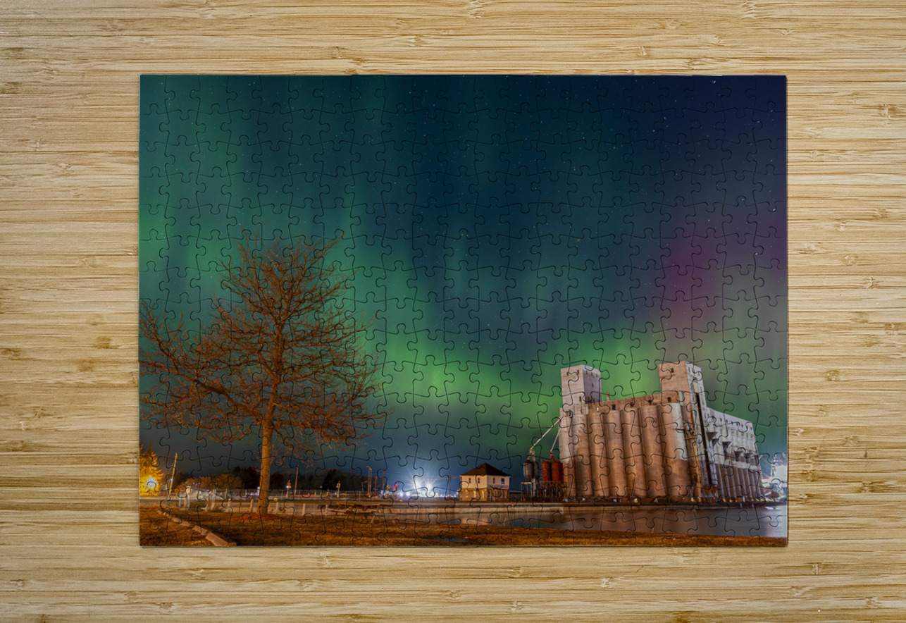 Aurora Over Grain Elevator Dean MacDonald Photos Puzzle printing